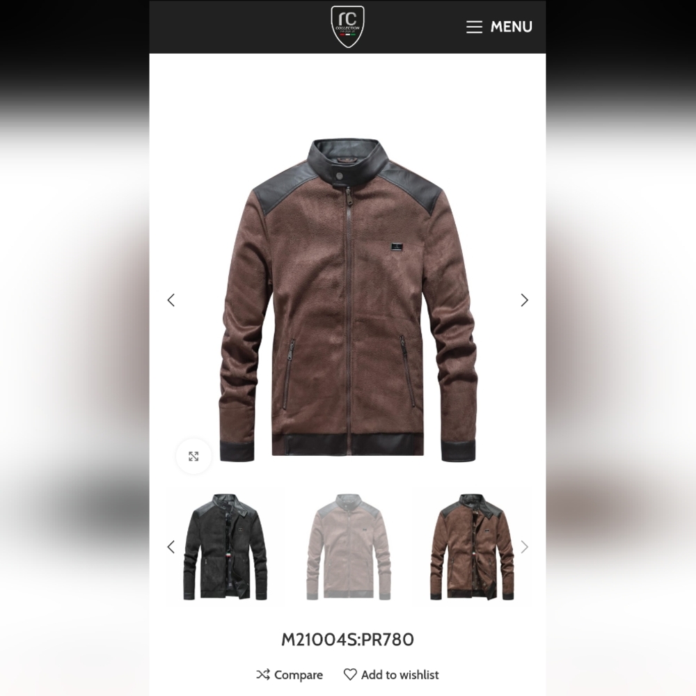 NWOT Gender-Free Leather And Suede Brown Bomber Jacket